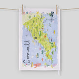 Tea Towel-CR19TT - Cornwall Map Tea Towel-Whistlefish