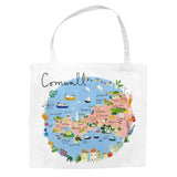 Tote Bag-CR01TB - Cornwall Map Tote Bag-Whistlefish