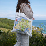 Tote Bag-CR04TB - Devon Map Tote Bag-Clair Rossiter