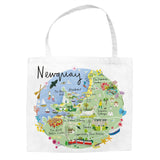 Tote Bag-CR06TB - Newquay Map Tote Bag-Clair Rossiter