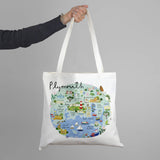 Tote Bag - CR12TB - Plymouth Map Tote Bag - Plymouth Map Tote Bag - Whistlefish