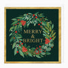 XA071 - Green & Gold Merry&Bright Christmas Card