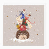 XA217 - Hedgehog Present Pile Christmas Card