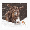 XA265 - Donkey & Robin In The Snow Christmas Card