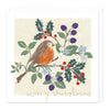 Christmas Card - Z178 - Perched Robin Christmas Card - Merry Greetings Christmas Card - Whistlefish