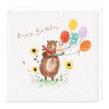 E694 - Bear with Balloons and Cake Birthday Card