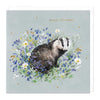 F421 - Badger In Florals Birthday Card