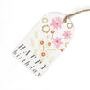 Gift Tag - GWT28 - Pink Flowers Birthday Gift Tag (Pack of 6) - Pink Flowers Birthday Gift Tag (Pack of 6) - Whistlefish