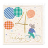 Greeting Card - F486 - Pedalling Into 4 Birthday Card - Pedalling Into 4 Birthday Card - Whistlefish