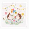 Greeting Card-G374 - Hedgehog Tea Party Birthday Card-Whistlefish