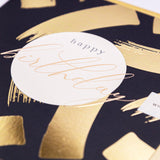 Golden Brushstrokes Birthday Luxury Card - Whistlefish