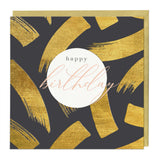 Golden Brushstrokes Birthday Luxury Card - Whistlefish