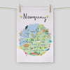 CR06TT - Newquay Map Tea Towel