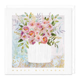 E103 - Rose Vase Happy Birthday Card