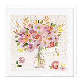E268 - Pink Flower Vase Birthday Card