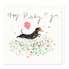 E356 - Sausage Dog Floral Happy Birthday to you