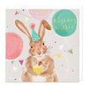 E525 - Cute Bunny With Cupcake Birthday Card