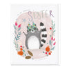 X3018 - Oval Raccoon Sister Christmas Card