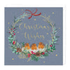 X3116 - Blue Wreath Robin Christmas Card